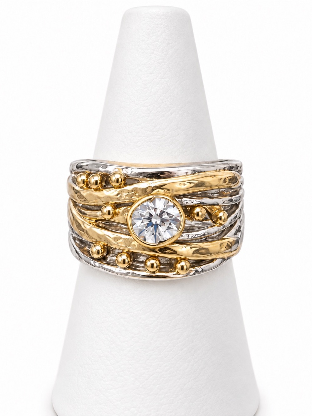 Two tone cubic zirconia ring size 6